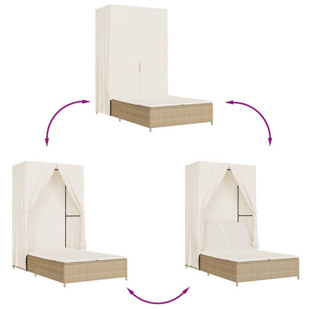 Lit de Jardin Double Résine Tressée Protection Soleil Beige – ComfortXL Outdoor Living - Image 7
