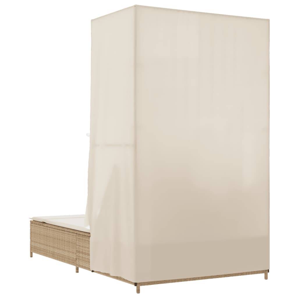 Lit de Jardin Double Résine Tressée Protection Soleil Beige – ComfortXL Outdoor Living - Image 6