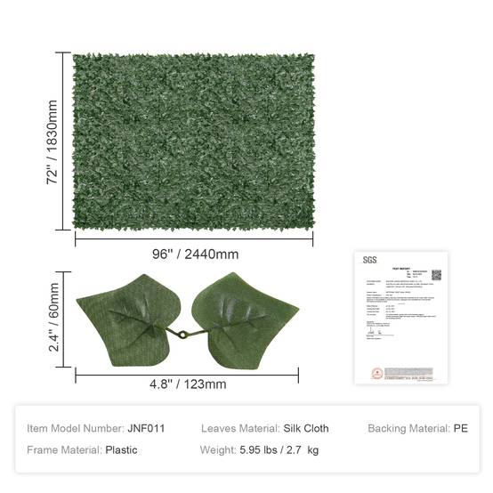 Vevor - VEVOR Haie artificielle 244x183 cm, brise-vue lierre, tissu maille renforcé. Pour jardin, balcon, terrasse. - Image 7