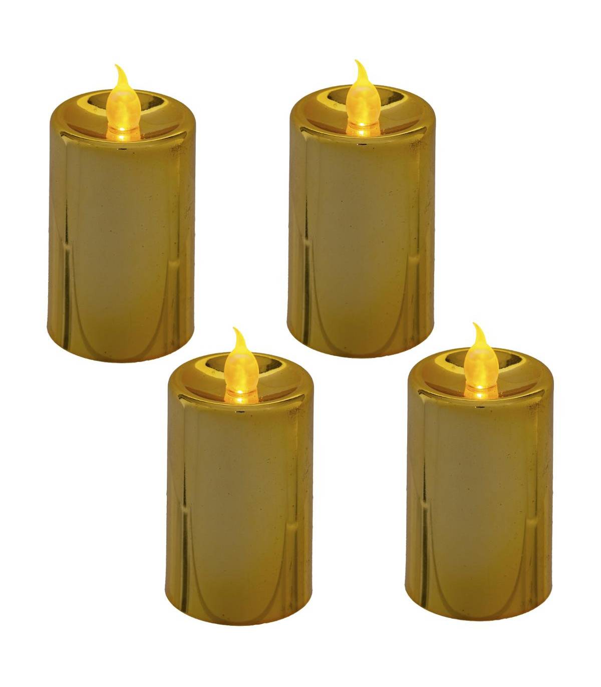 Lot de 4 Bougies lumineuses Or pailleté et Or métallisé  H 7.5 cm - Image 2