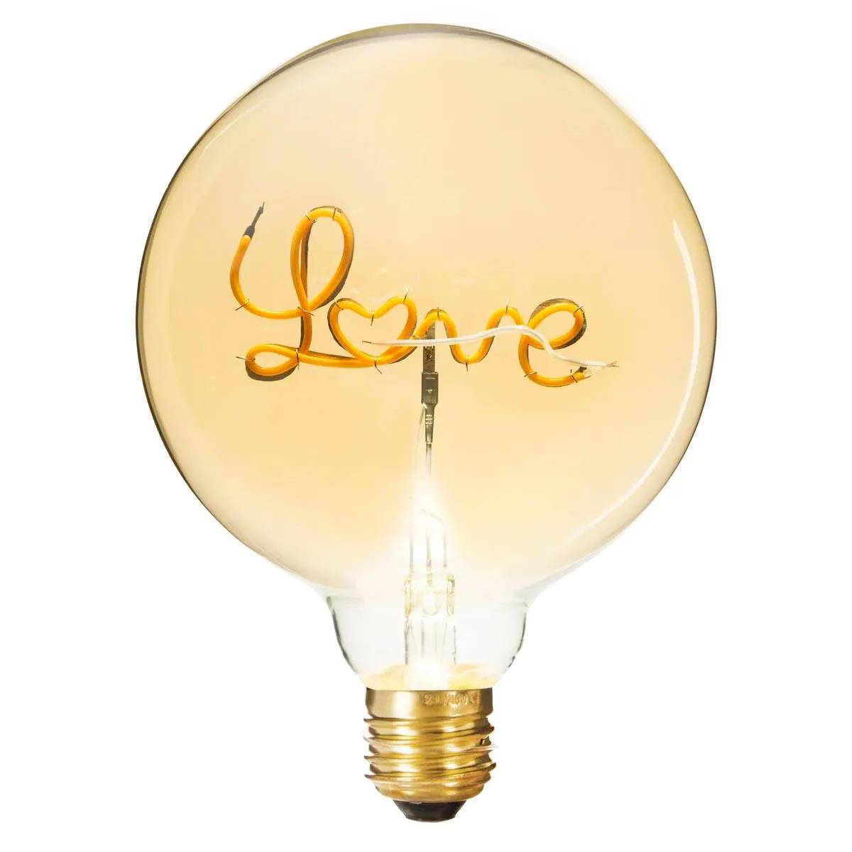 Ampoule Décorative à Filament "Love" 17cm Ambre - Image 1