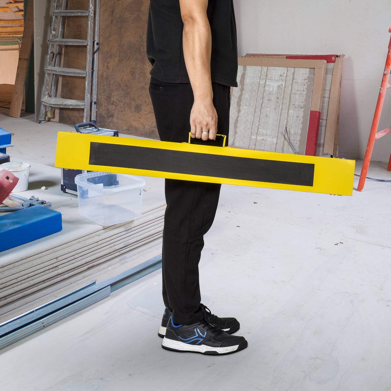 ComfortXL - Lot de 2 tréteaux pliants en métal jaune et noir réglables de 62 à 90 cm pour bricolage avec plateau antidérapant