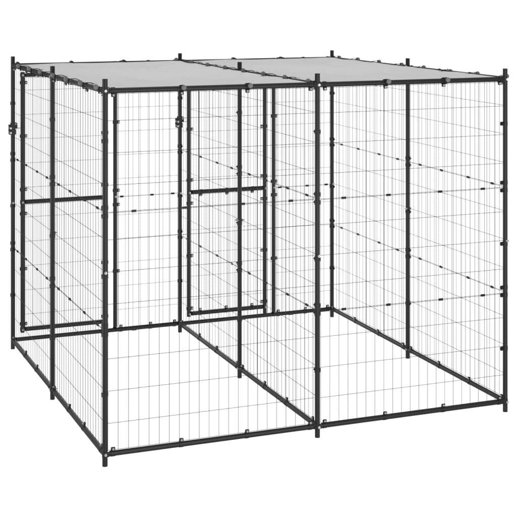 Helloshop26 - Chenil extérieur cage enclos parc animaux chien extérieur acier avec toit 4,84 m² - Image 5