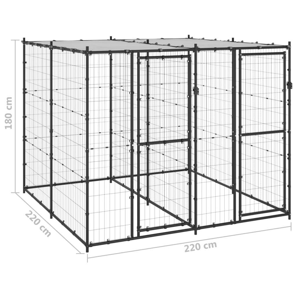 Helloshop26 - Chenil extérieur cage enclos parc animaux chien extérieur acier avec toit 4,84 m² - Image 2