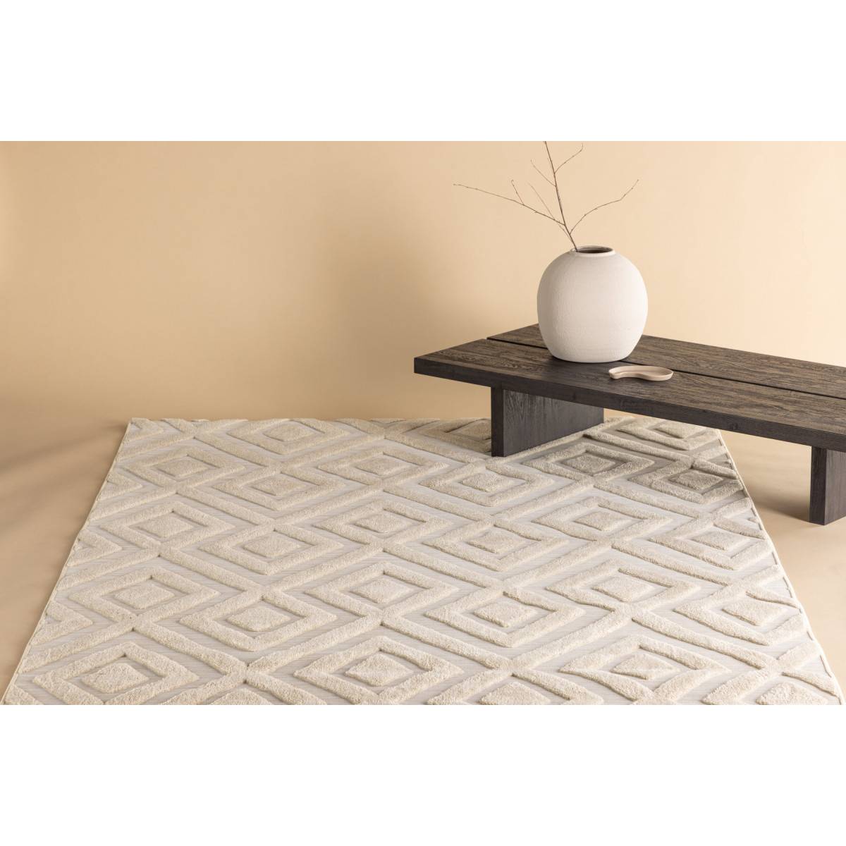 Tapis Shaggy Déco "Pia" 200x290cm Beige - Image 3