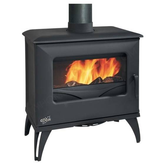 Poêle bois bûche GODIN Cube 8Kw - Anthracite - 388117 - Image 1