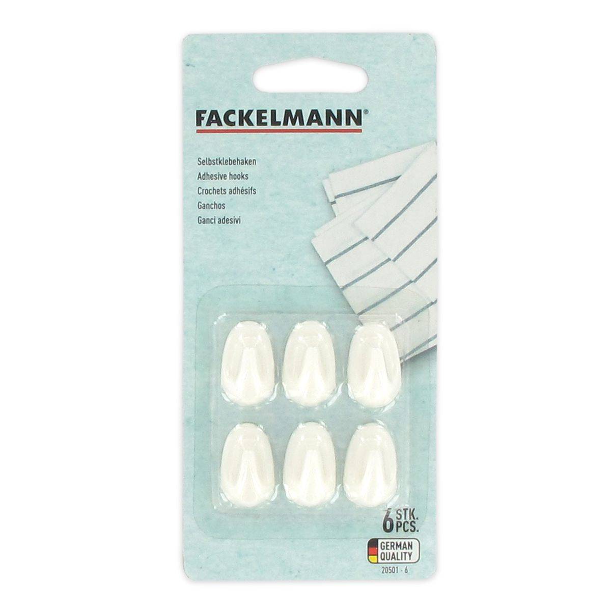 Lot de 6 mini crochets adhésifs blancs Fackelmann Tecno - Image 2