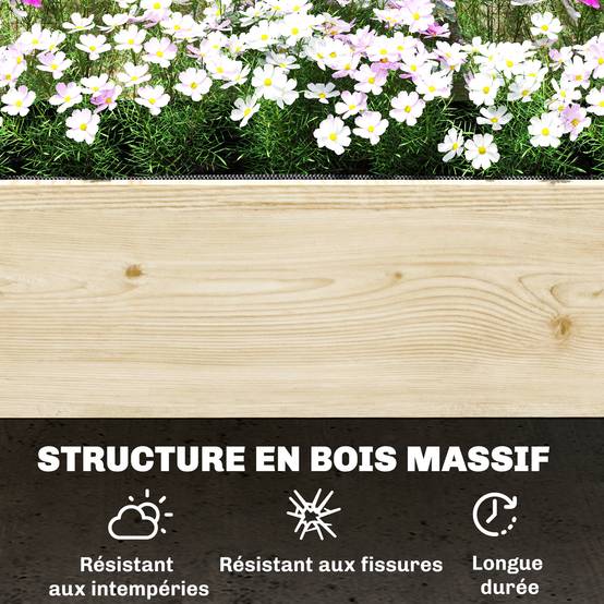 Jardinière 2 Niveaux Treillis Bois Jardin Culture Vignes 108x62x120cm Naturel - ComfortXL Outdoor Living - Image 10