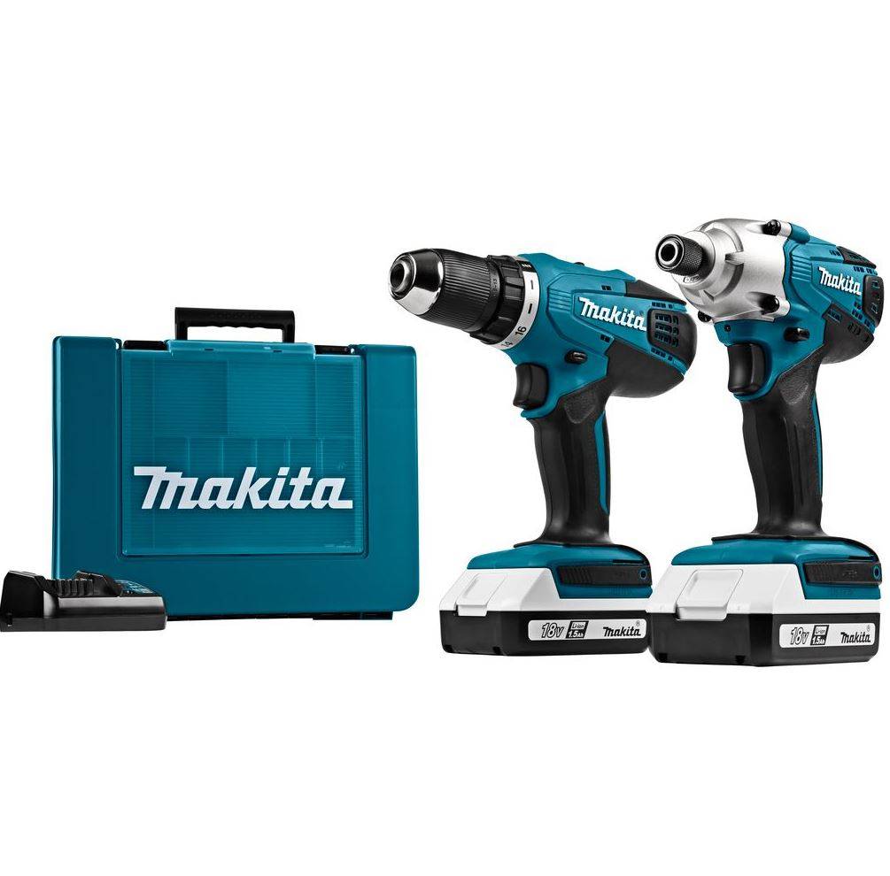 Makita - Perceuse sans fil 18V DF4880 + clé à chocs 18V TD127D - MAKITA - avec 2 batteries 18V 1.5 Ah + chargeur + 30 embouts - DK18A35X1 - Image 2