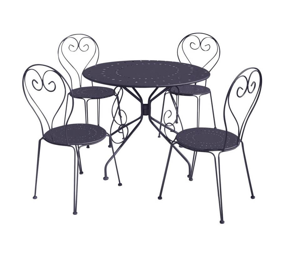 Ozalide - Ensemble table et chaises de jardin 4 places Anthracite CASABLANCA - Image 3