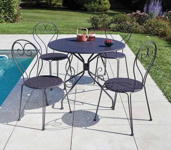 Ozalide - Ensemble table et chaises de jardin 4 places Anthracite CASABLANCA - Image 1
