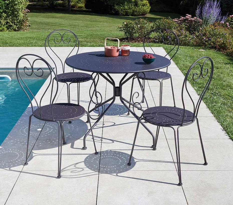 Ozalide - Ensemble table et chaises de jardin  4 places  Anthracite  CASABLANCA - Image 1