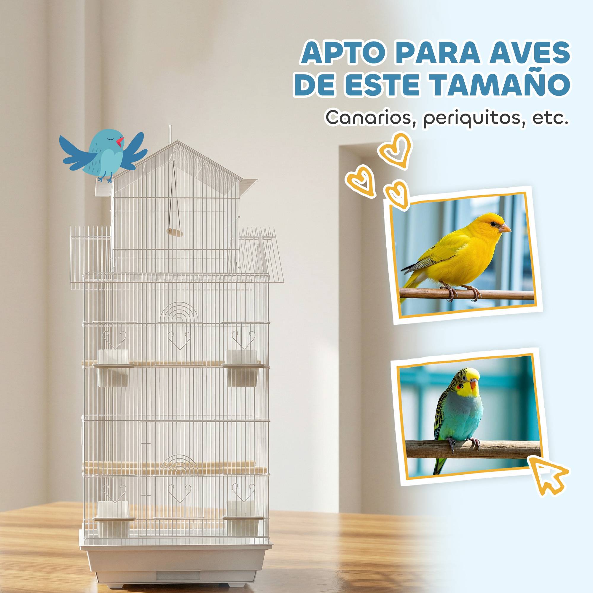Grande Cage à Oiseaux Acier Volière Haute pour Canaris Perruches 6 Portes 104 cm Blanc - ComfortXL Outdoor Living - Image 9