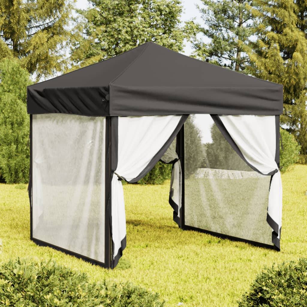 Tente de réception pliable avec parois Oxford Anthracite 2 x 2 x 2,54 m - PANGIVO - Image 1