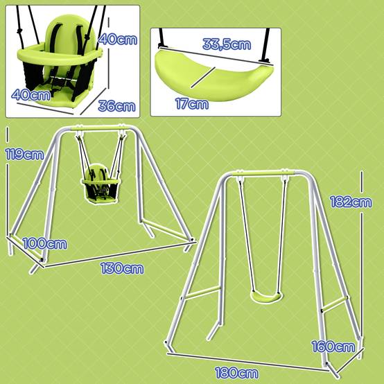 Balançoire portique balançoire 2 en 1 pour bébé ceinture de sécurité à 5 points intérieure extérieure - Image 5