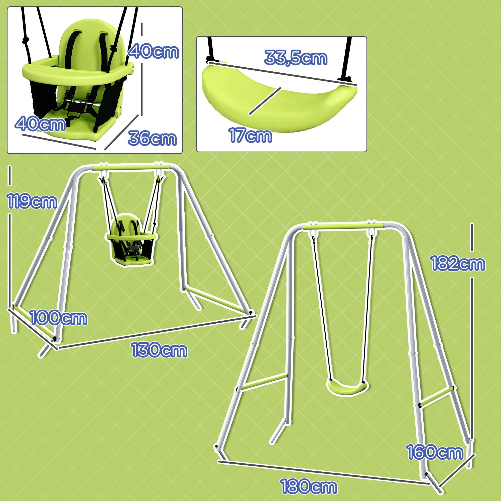 Balançoire portique balançoire 2 en 1 pour bébé ceinture de sécurité à 5 points intérieure extérieure - Image 5