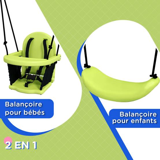Balançoire portique balançoire 2 en 1 pour bébé ceinture de sécurité à 5 points intérieure extérieure - Image 7