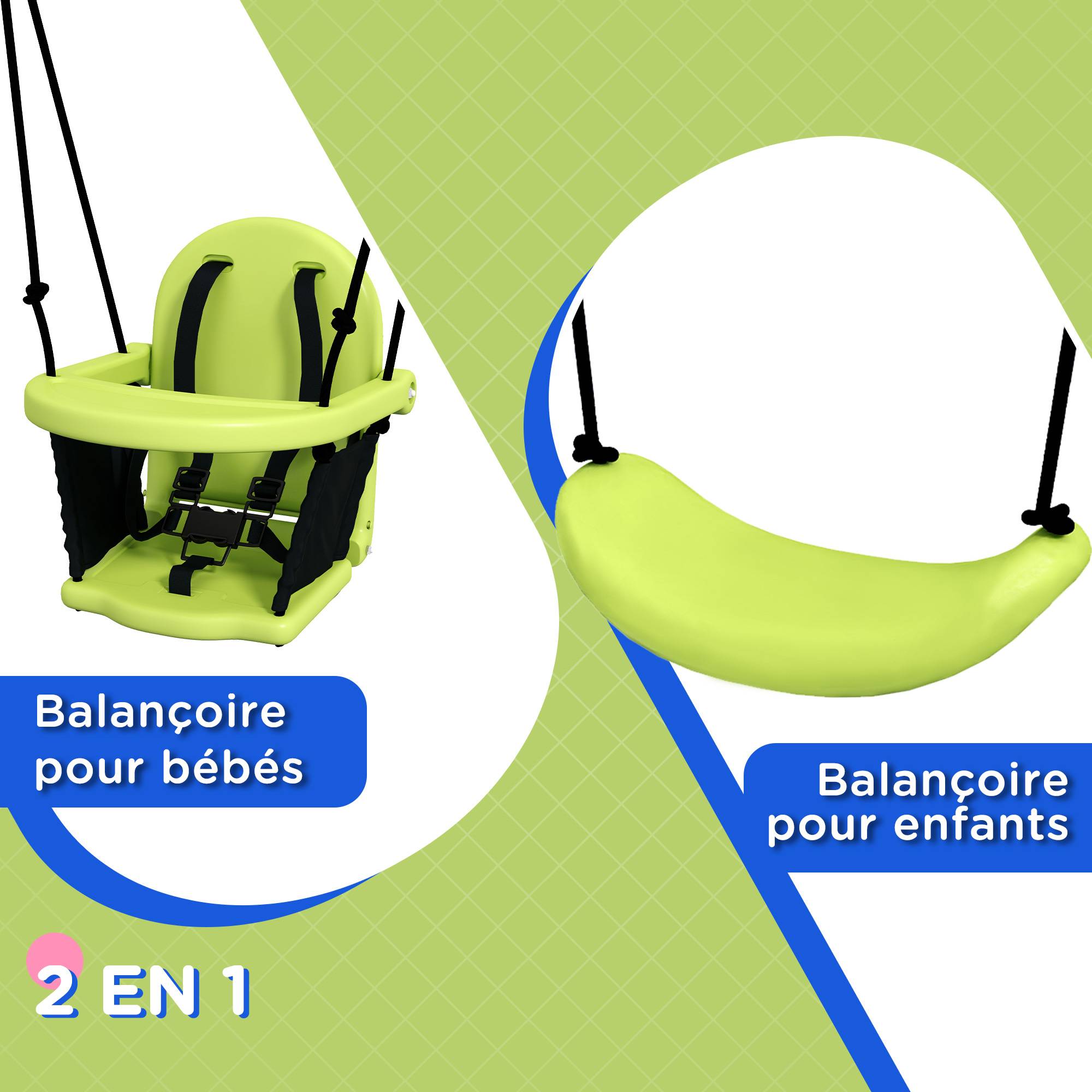 Balançoire portique balançoire 2 en 1 pour bébé ceinture de sécurité à 5 points intérieure extérieure - Image 7
