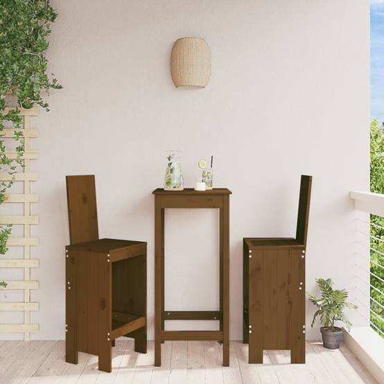 Lot de 2 Tabourets marron miel 40x42x120 cm bois massif de pin Maison Chic - Image 2