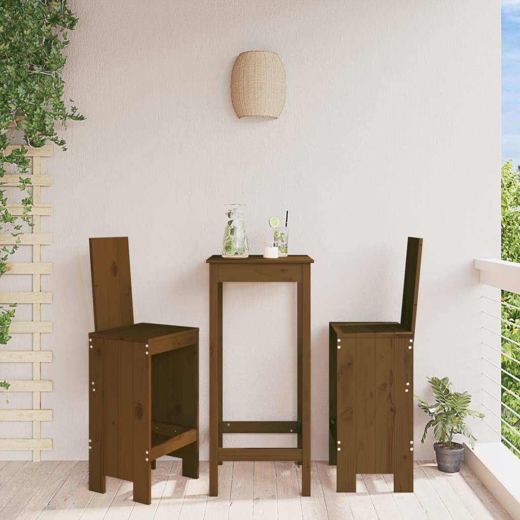 Lot de 2 Tabourets marron miel 40x42x120 cm bois massif de pin Maison Chic - Image 2