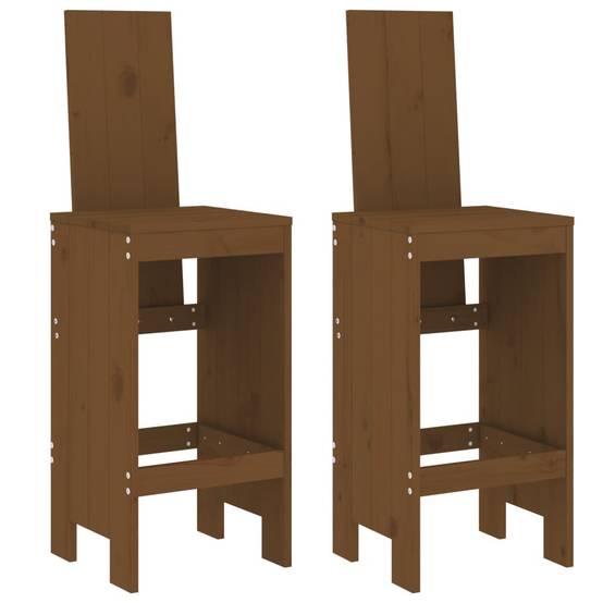 Lot de 2 Tabourets marron miel 40x42x120 cm bois massif de pin Maison Chic - Image 1