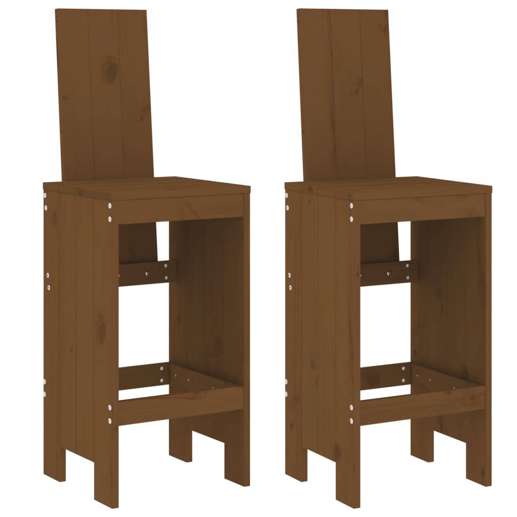Lot de 2 Tabourets marron miel 40x42x120 cm bois massif de pin Maison Chic - Image 1