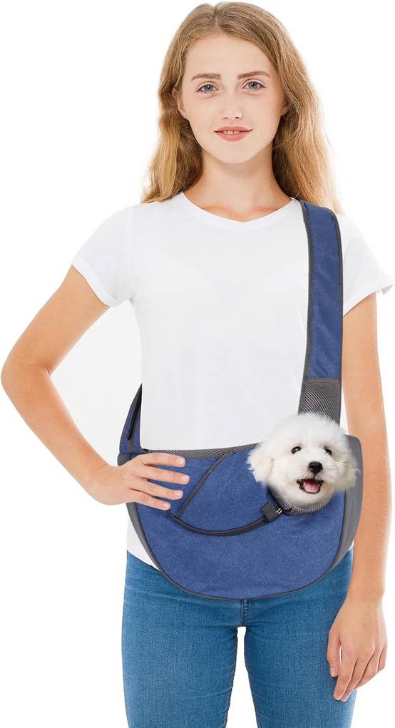 Sac bandoulière pour chien & chat - Mains libres réglable - Maille respirante & poche rangement - Sécurité optimale - Living123 - Image 5