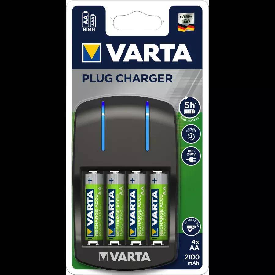 Chargeur VARTA Plug + 4 piles AA - 57647101451 - Image 1