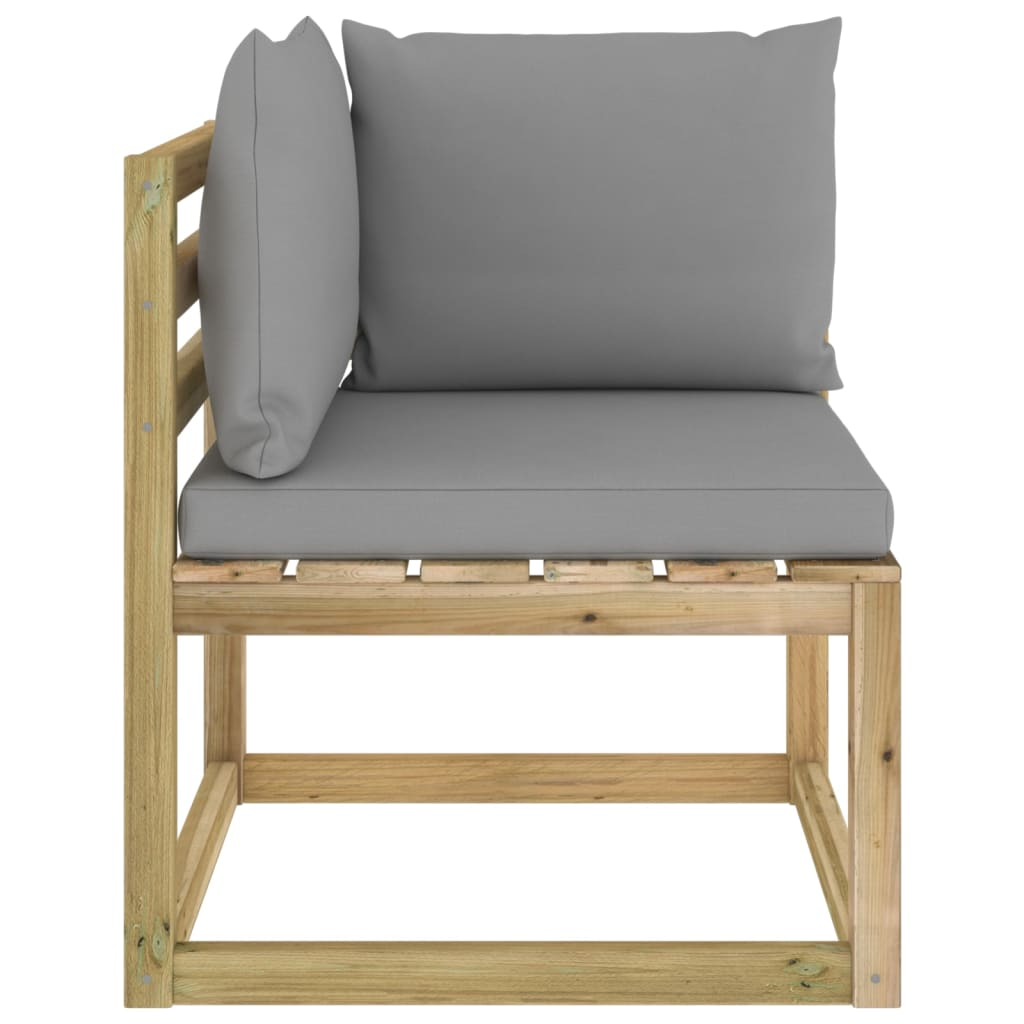 Vidaxl - Canapé d'angle de jardin avec coussins Bois imprégné de vert - vidaXL - Image 3