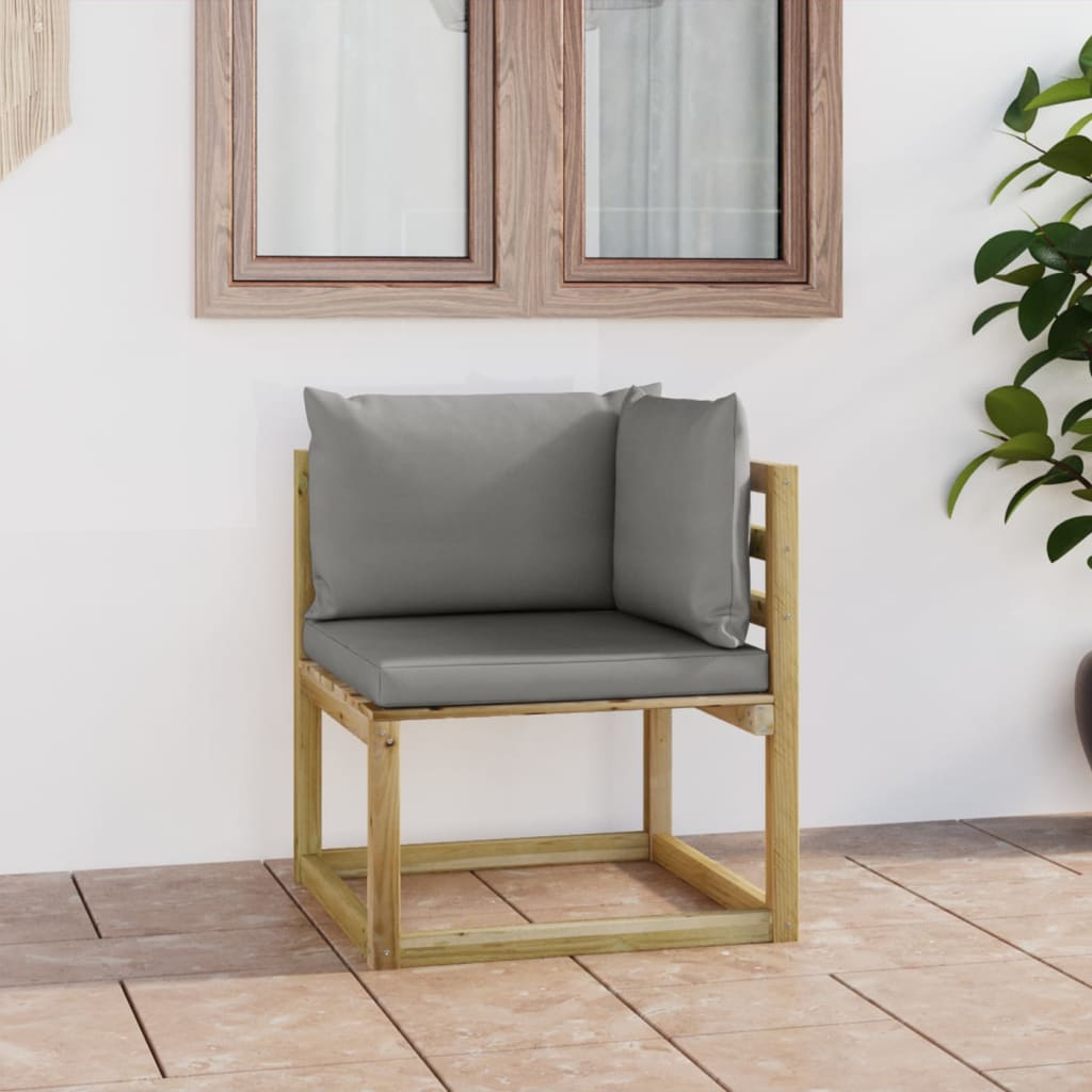 Vidaxl - Canapé d'angle de jardin avec coussins Bois imprégné de vert - vidaXL - Image 2