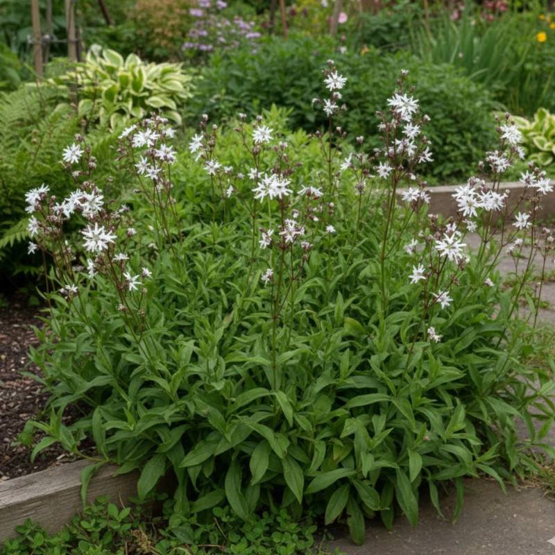 Lychnis White Robin, Oeillet des prés blanc à fleurs Blanche/ - feuillage Caduc - Godet - 5/20 cm