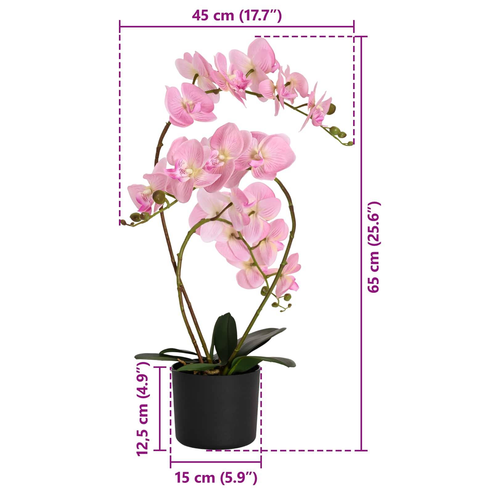 Plante orchidée artificielle tissu et plastique rose 45 x 15 x 65 cm - PANGIVO - Image 5