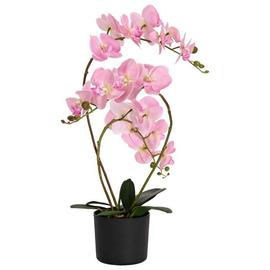 Plante orchidée artificielle tissu et plastique rose 45 x 15 x 65 cm - PANGIVO - Image 2