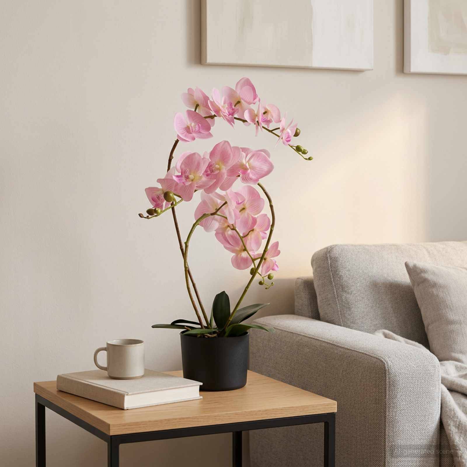 Plante orchidée artificielle tissu et plastique rose 45 x 15 x 65 cm - PANGIVO