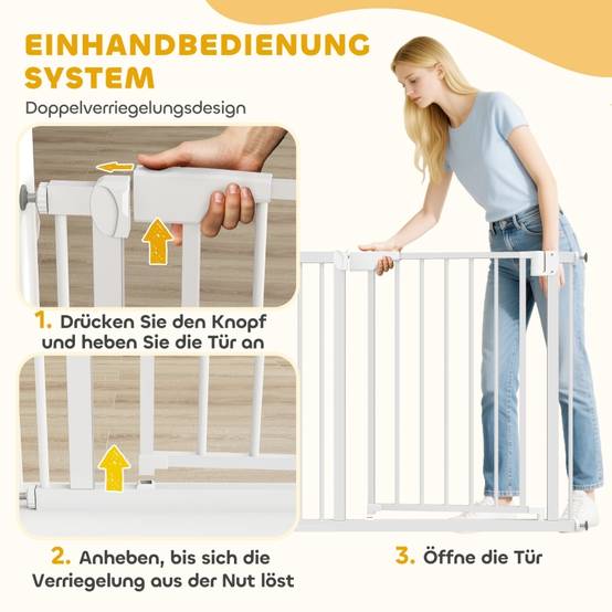 Barrière de sécurité acier carbone bébés et chiens sans perçage 82-89x76cm blanc - ComfortXL Outdoor Living - Image 6