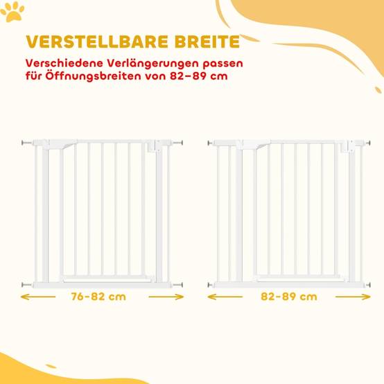 Barrière de sécurité acier carbone bébés et chiens sans perçage 82-89x76cm blanc - ComfortXL Outdoor Living - Image 4
