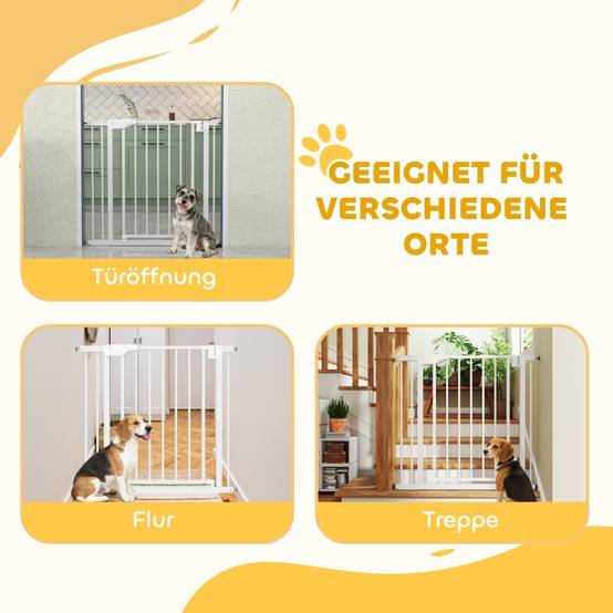 Barrière de sécurité acier carbone bébés et chiens sans perçage 82-89x76cm blanc - ComfortXL Outdoor Living - Image 8
