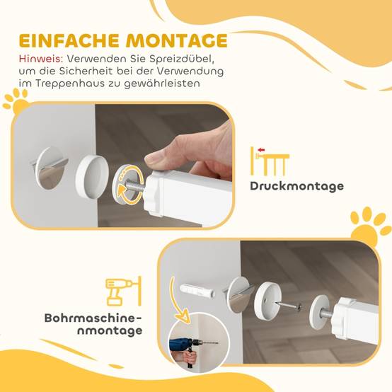 Barrière de sécurité acier carbone bébés et chiens sans perçage 82-89x76cm blanc - ComfortXL Outdoor Living - Image 7