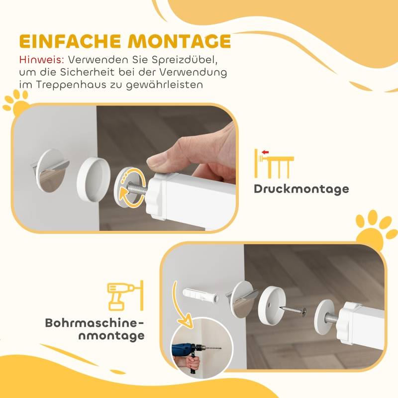 Barrière de sécurité acier carbone bébés et chiens sans perçage 82-89x76cm blanc - ComfortXL Outdoor Living - Image 7