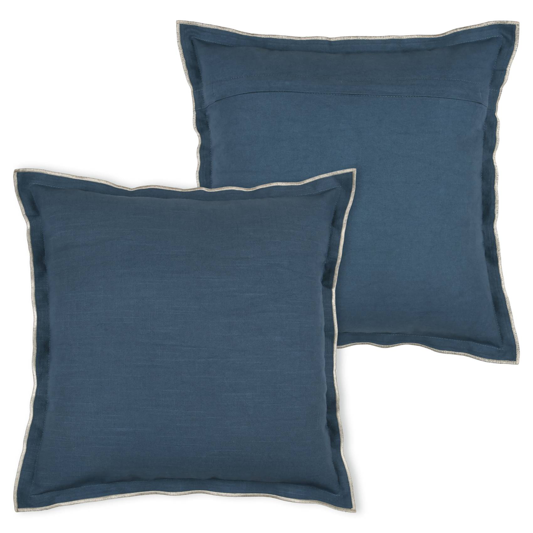 Lovely Casa - Coussin coton volant plat feston noir - LOVELY CASA - Coton - Bleu - Image 2