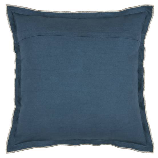 Lovely Casa - Coussin coton volant plat feston noir - LOVELY CASA - Coton - Bleu - Image 3