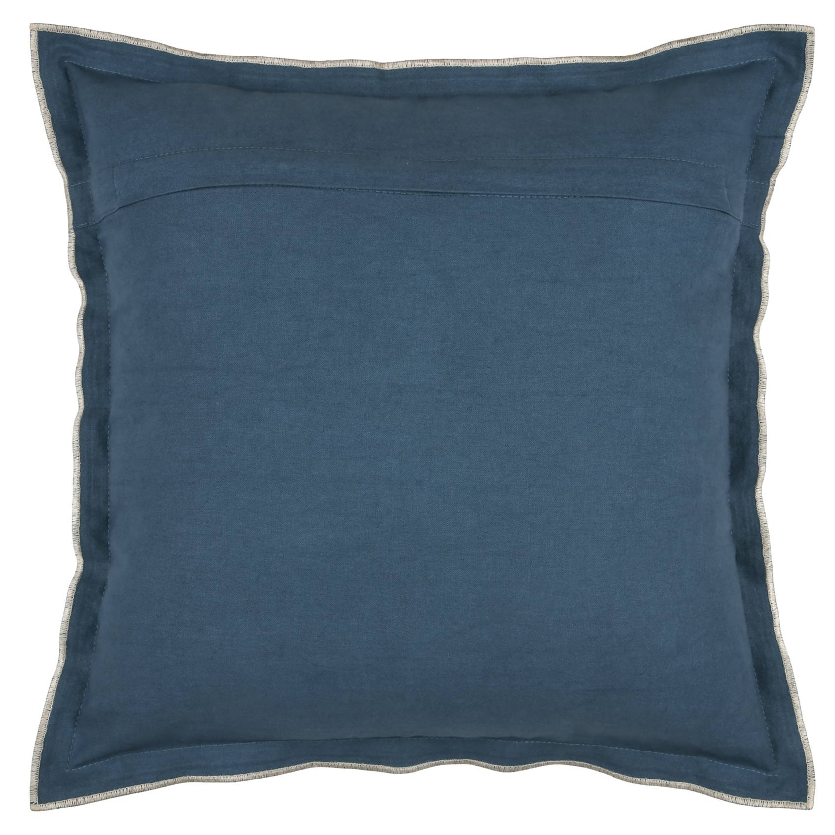 Lovely Casa - Coussin coton volant plat feston noir - LOVELY CASA - Coton - Bleu - Image 3