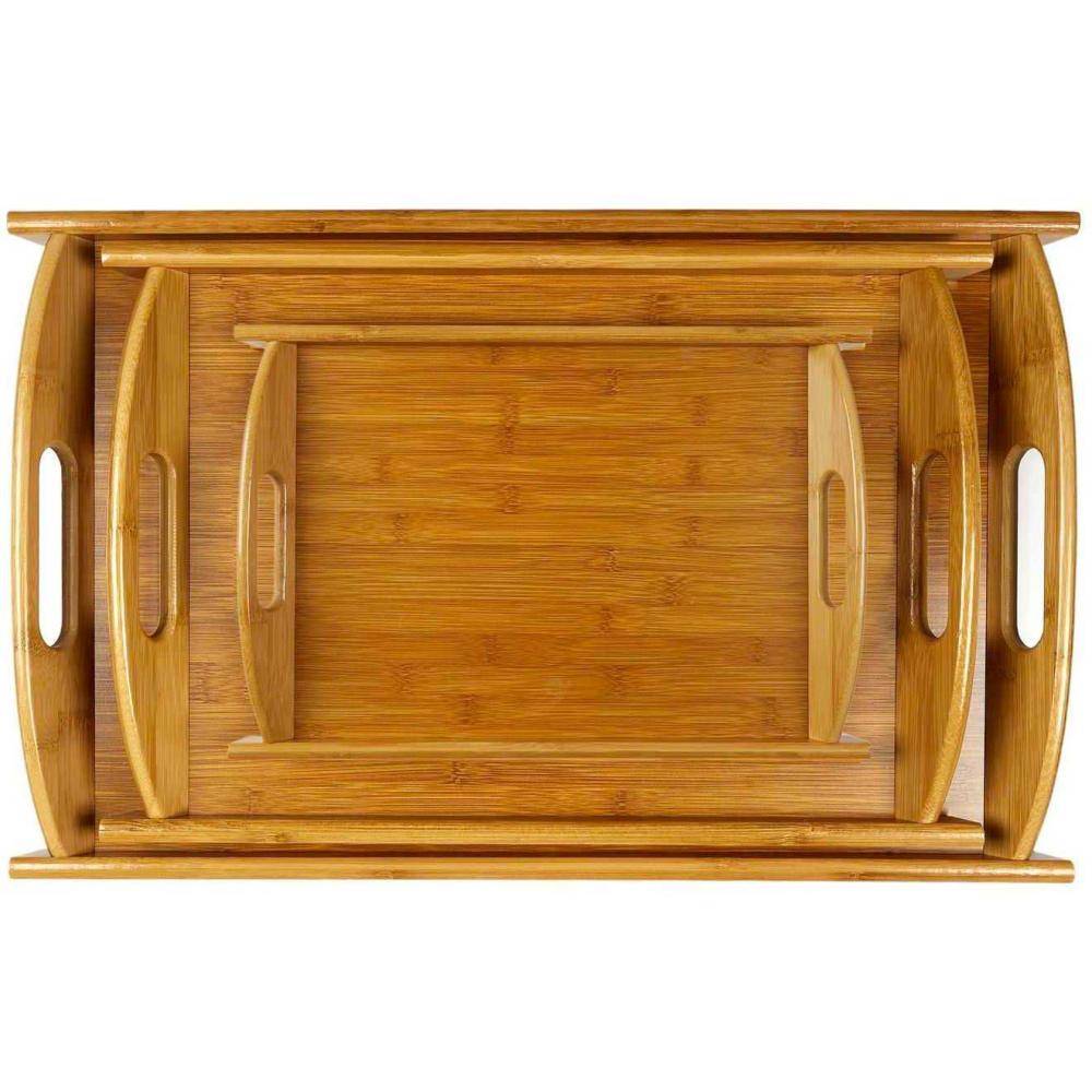 The Home Deco Factory - Plateau en bambou (Lot de 3) - Image 2