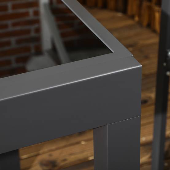 Table de jardin extensible en aluminium, rectangulaire, plateau verre trempé, terrasse 80-160x80x75 cm noir - Image 10