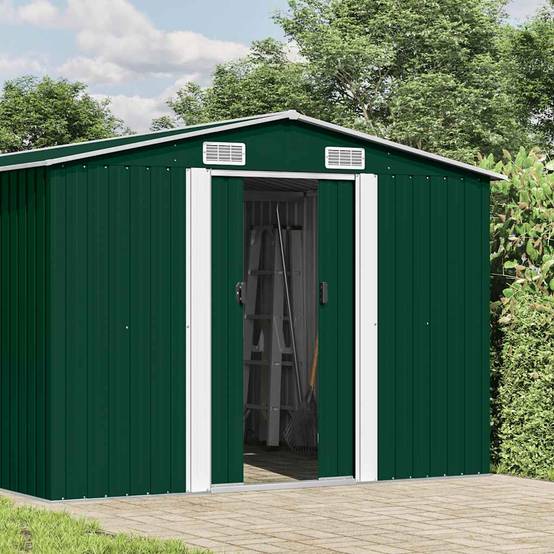 Vidaxl - Abri de jardin 257x392x181 cm Métal Vert 7.7m² vidaXL 143344 - Image 1