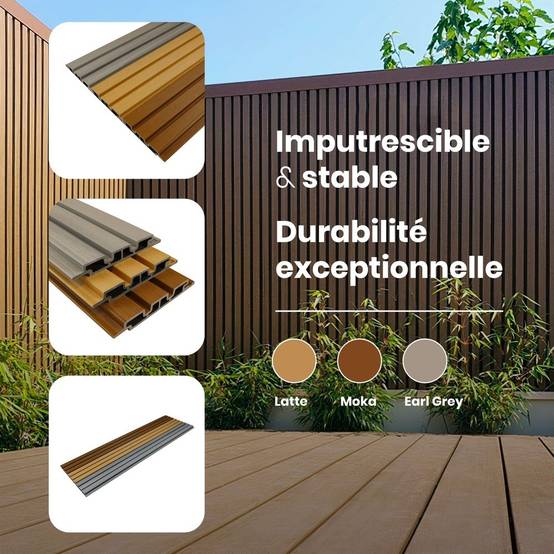 Kit Bardage Composite MEZZO Moka - Superficie : 50m² - Dimension des lames : 220x17,8x2,3 cm - Aspect mat - Image 2