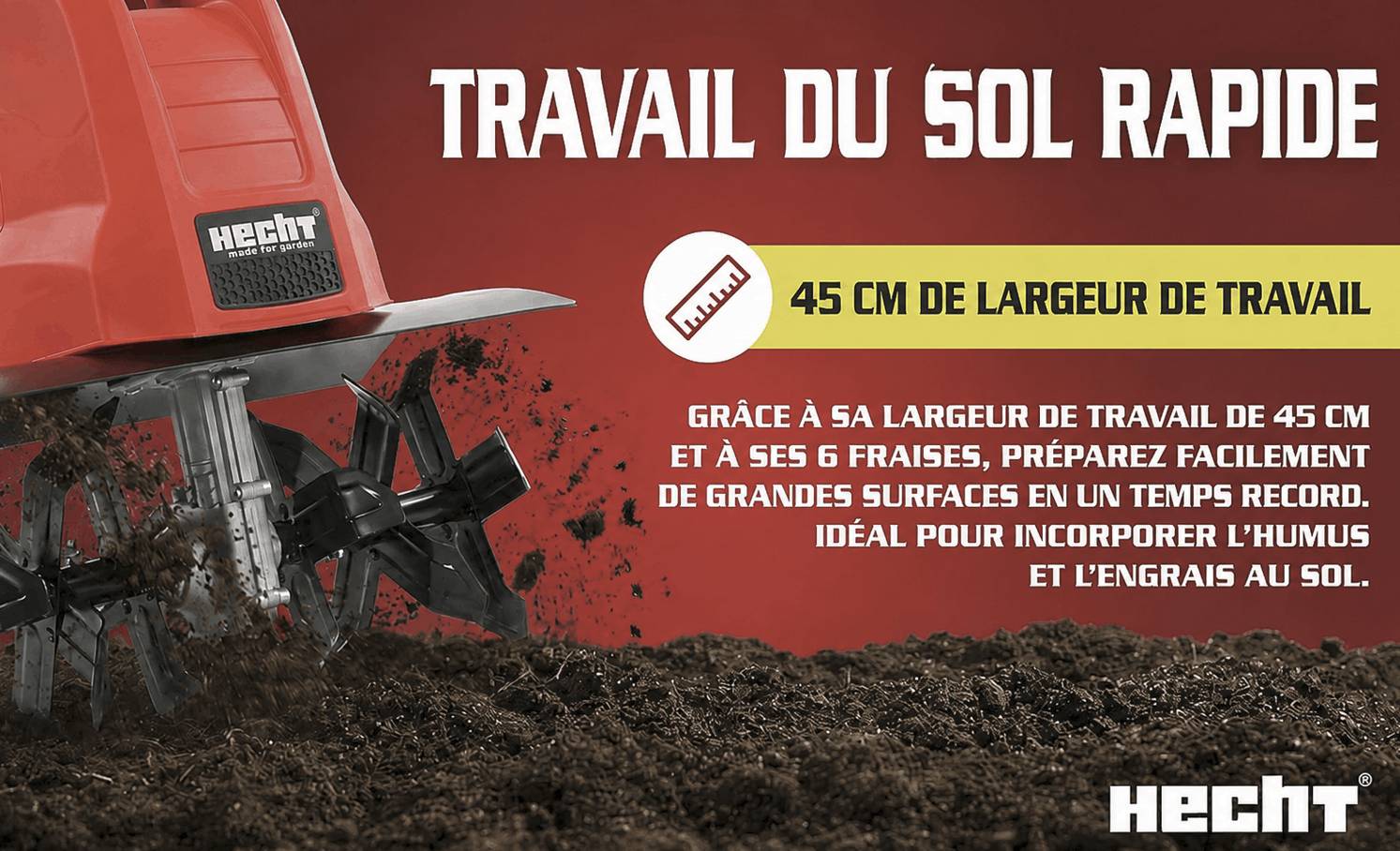 BB Loisir - Hecht 745 Motobineuse electrique 1500W 400mm 6 fraises : 24 lames - Image 10
