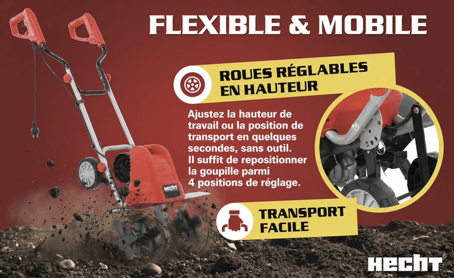 BB Loisir - Hecht 745 Motobineuse electrique 1500W 400mm 6 fraises : 24 lames - Image 9