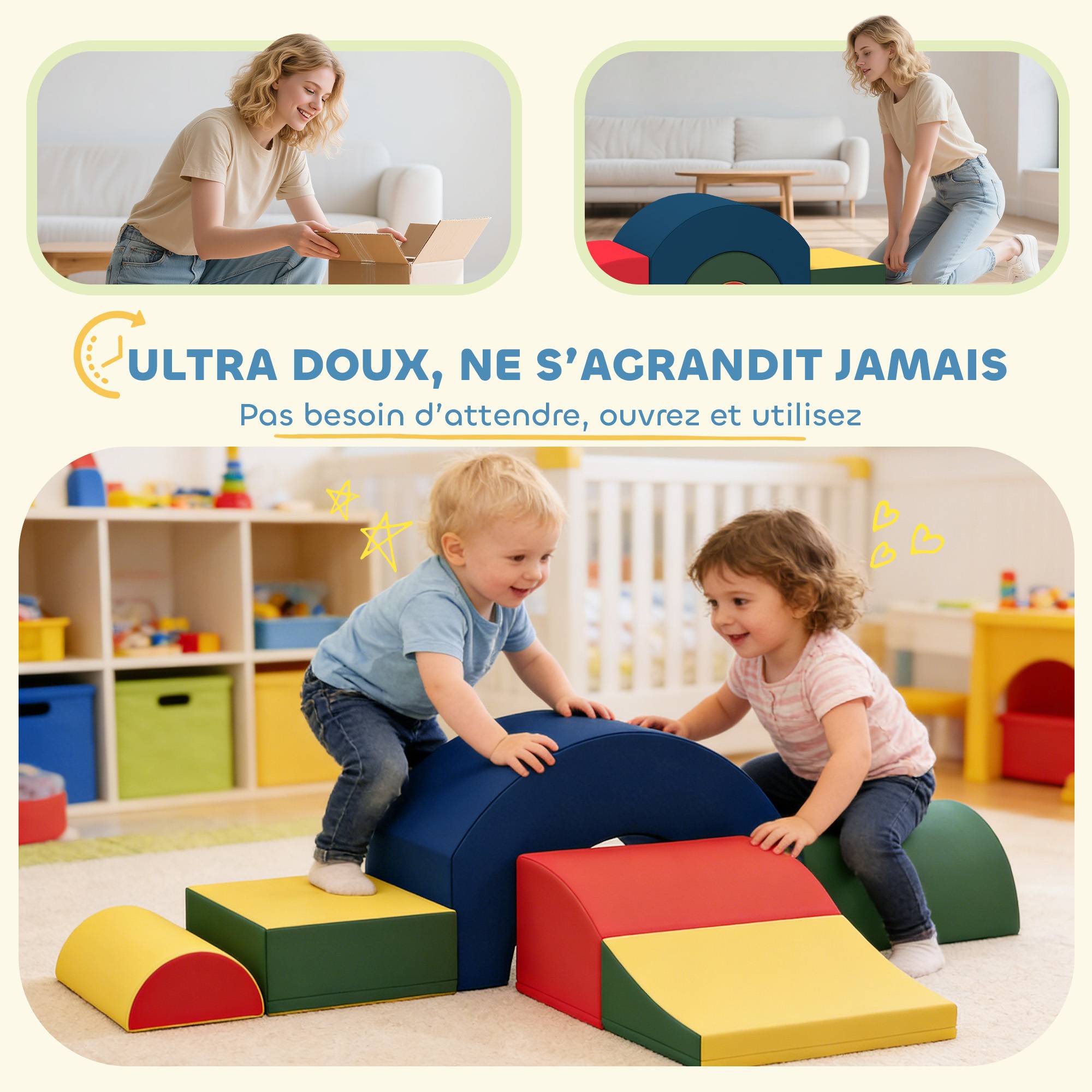 Module motricité bébé 5PCS parcours motricité bébé en mousse EVA pour enfants d'âge préscolaire, multicolore - Image 7