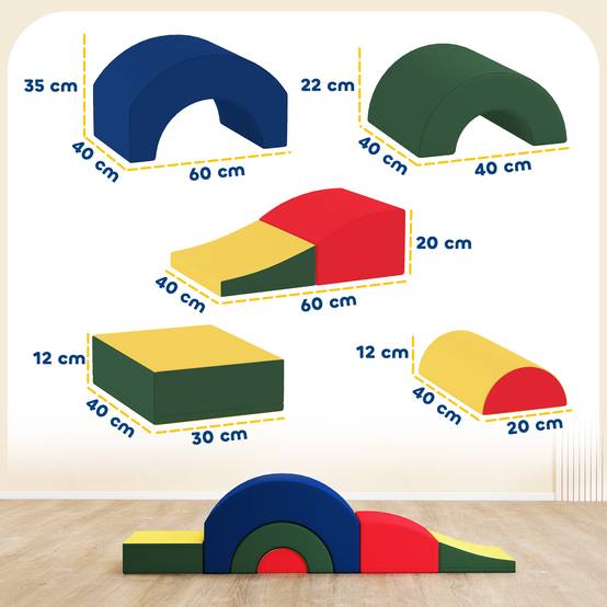 Module motricité bébé 5PCS parcours motricité bébé en mousse EVA pour enfants d'âge préscolaire, multicolore - Image 5